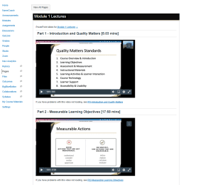 Screenshot of a module page created for an online course by Dee Warren